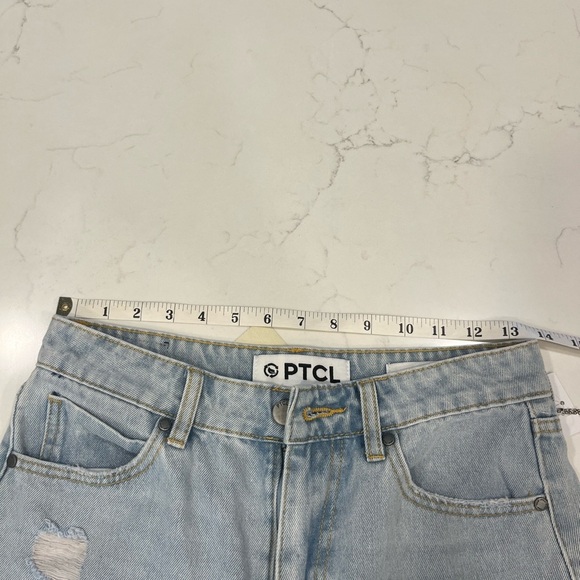 PTCL Light Wash Distressed Mid Rise Denim Shorts 28 - Picture 11 of 13